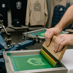 шовкотрафарет вручну — нанесення фарби через трафарет на футболку