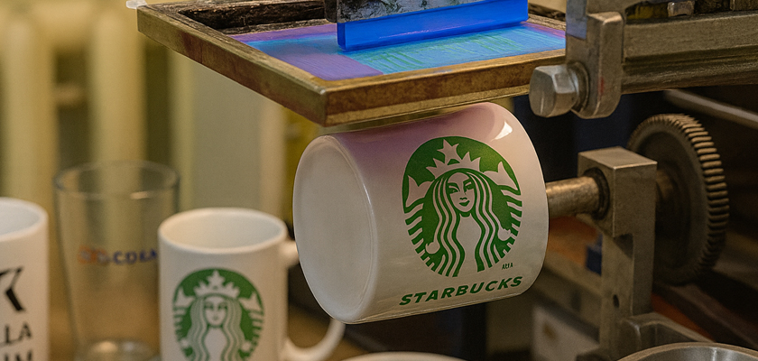 трафарет 360 друк на чашці — процес шовкотрафаретного нанесення логотипу