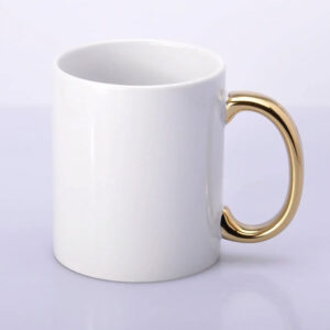 Біла кружка для сублімації золота ручка 330 мл