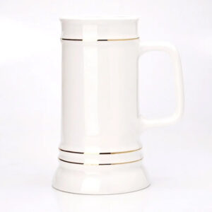 Пивний келих сублімаційний білий з золотими обідками 750 мл