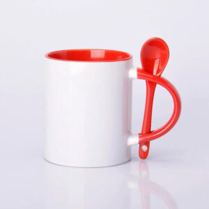 Чашка для сублімації кольорова всередині з ложкою 330 мл
