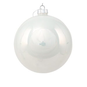 Ялинкова куля скляна біла перламутрова 12 см