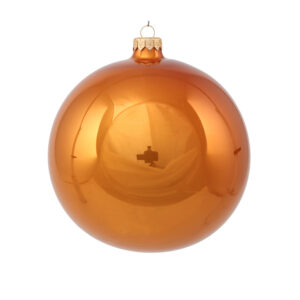 Ялинкова куля скляна помаранчева глянцева 12 см