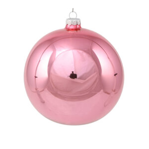 Ялинкова куля скляна рожева конфетті глянцева 12 см