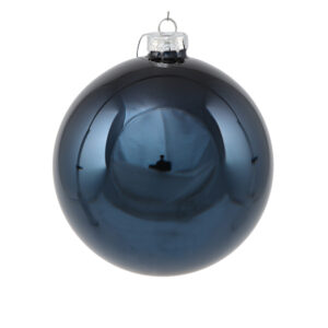 Ялинкова куля скляна темно-синя глянцева 12 см