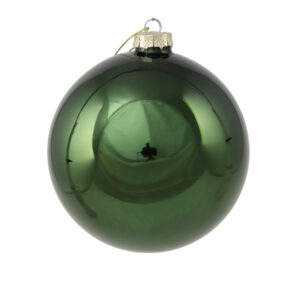 Ялинкова куля скляна зелена глянцева 12 см