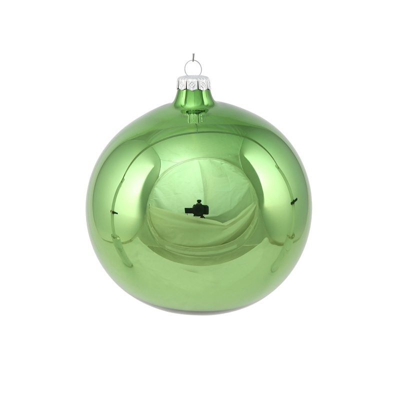 Ялинкова куля скляна лугова зелена глянцева 10 см