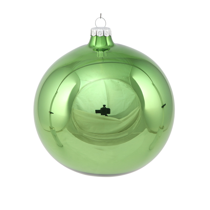Ялинкова куля скляна лугова зелена глянцева 12 см