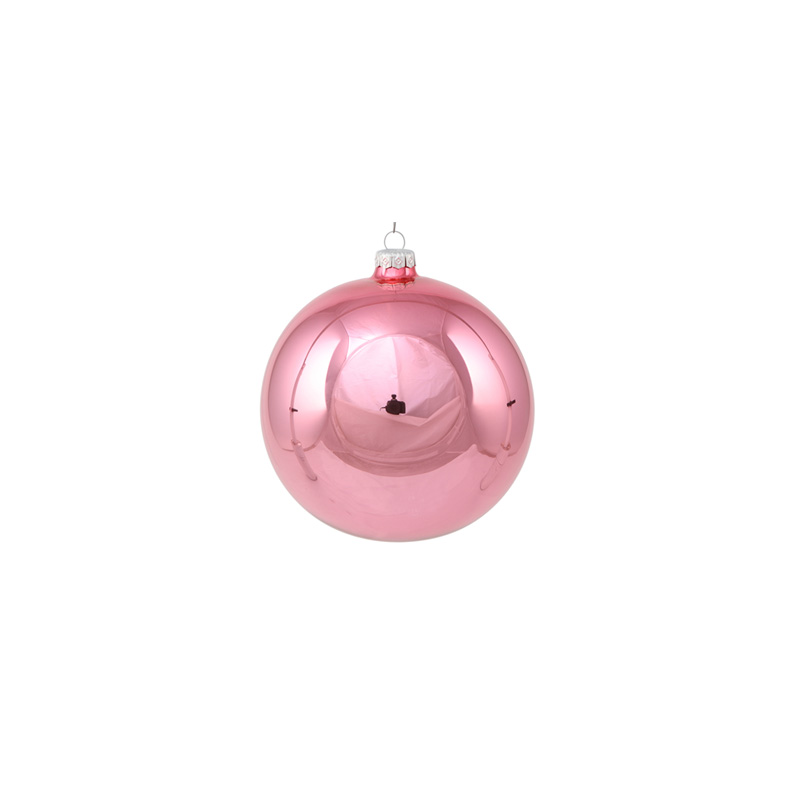 Ялинкова куля скляна рожева конфетті глянцева 6 см