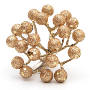 Декор для ялинкових куль "Гілочка з ягодами" золота
