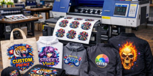 DTF-принтер друкує зображення на плівці для перенесення на текстиль — футболки, худі, куртки, шопери