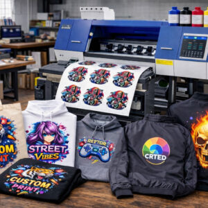 DTF-принтер друкує зображення на плівці для перенесення на текстиль — футболки, худі, куртки, шопери