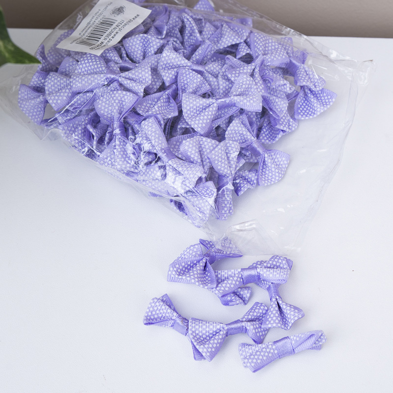 Текстильні бантики для ялинкових куль бузкові