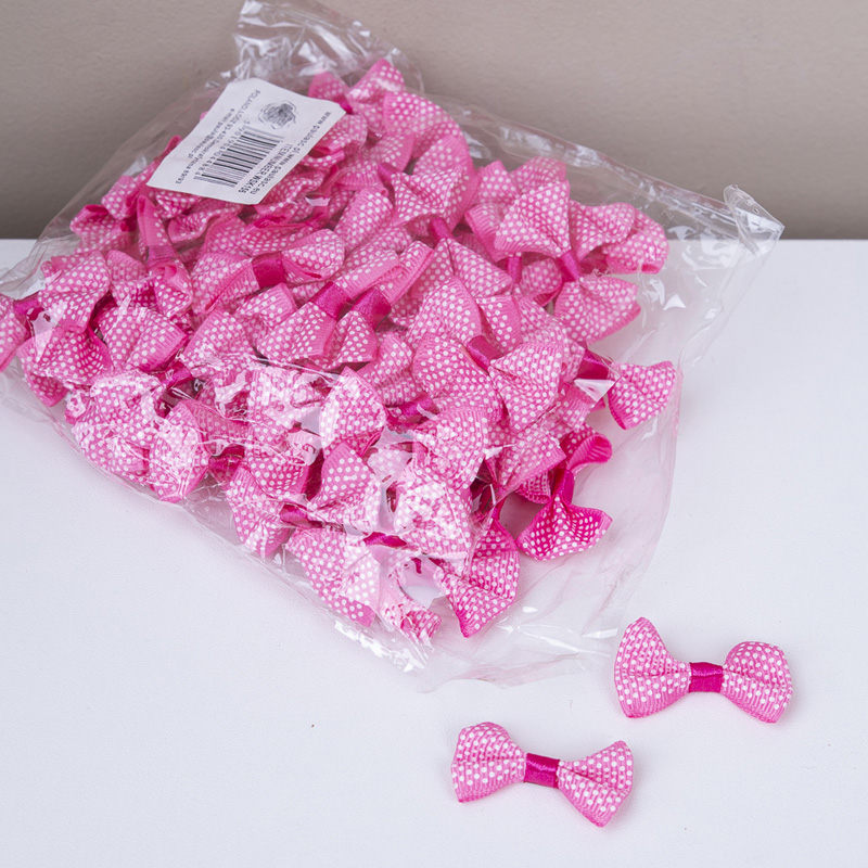 Текстильні бантики для ялинкових куль рожеві