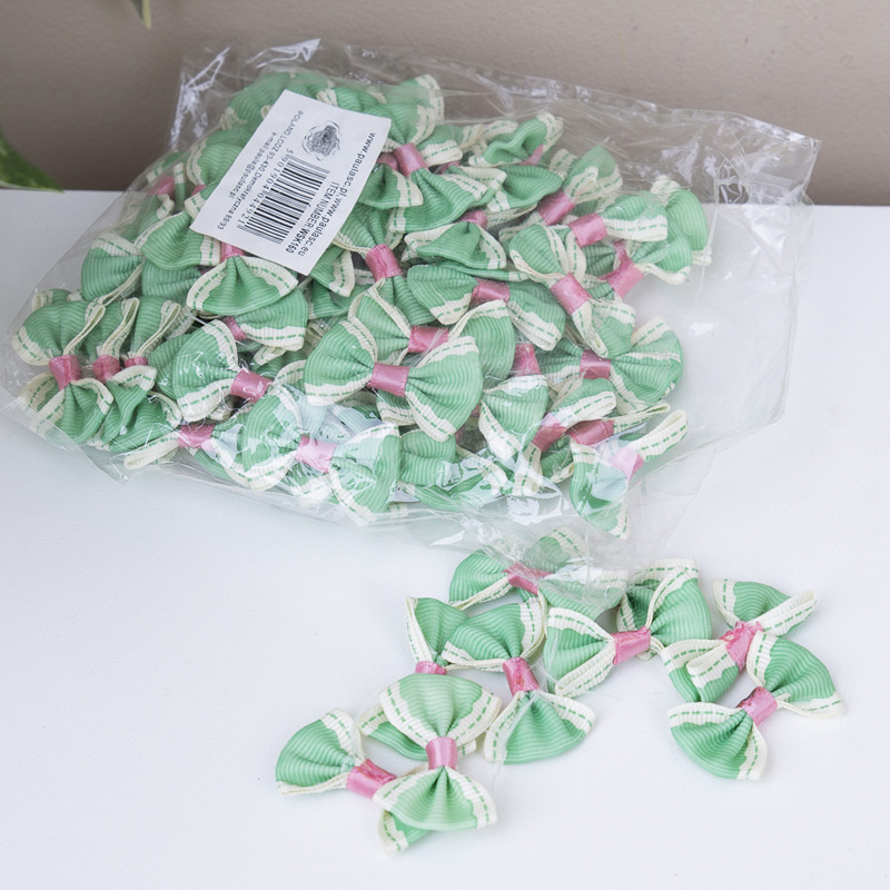 Текстильні бантики для ялинкових куль зелені