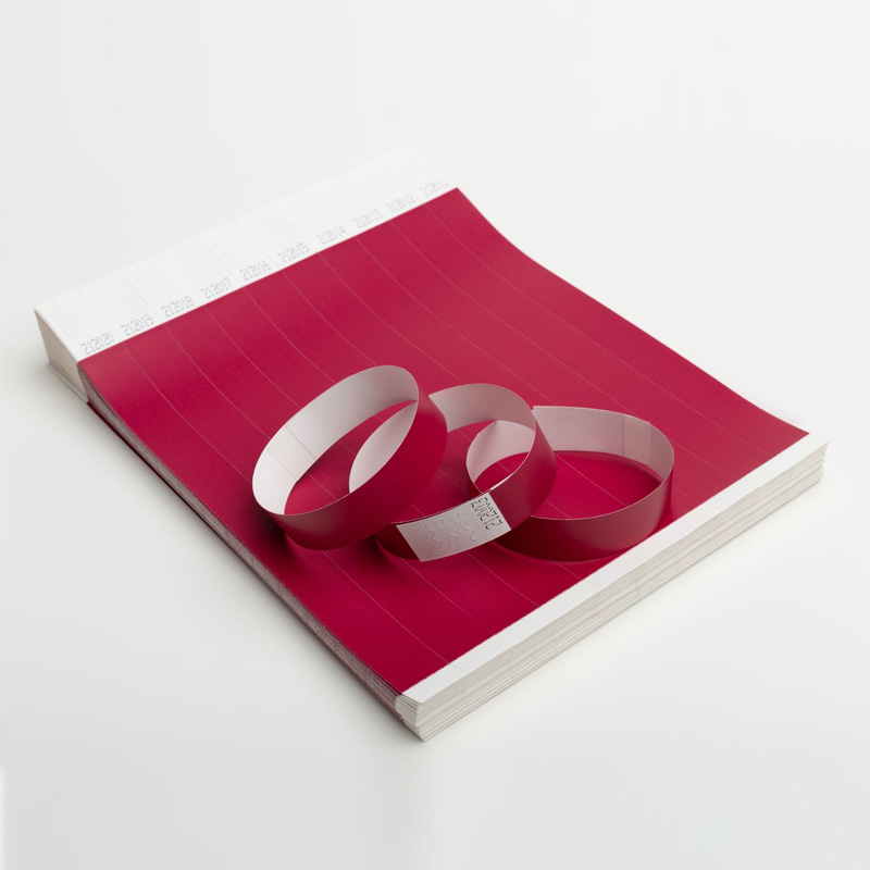 Контрольні браслети TYVEK колір бордовий з логотипом