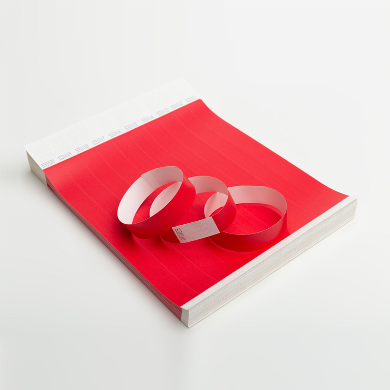 Контрольні браслети TYVEK колір червоний з логотипом