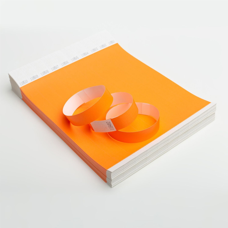 Контрольні браслети TYVEK колір помаранчевий неон з логотипом