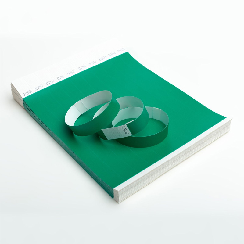 Контрольні браслети TYVEK колір зелений з логотипом