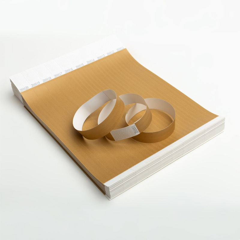 Контрольні браслети TYVEK колір золотий з логотипом