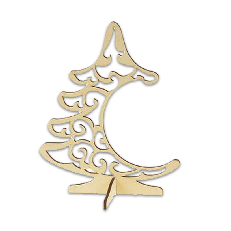 Дерев'яна підставка-підвіс для ялинкових куль "Ялинка" ажурна