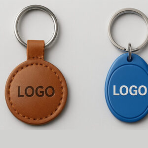 Друк логотипу на брелках різних типів — метал, шкіра та пластик з нанесенням логотипу