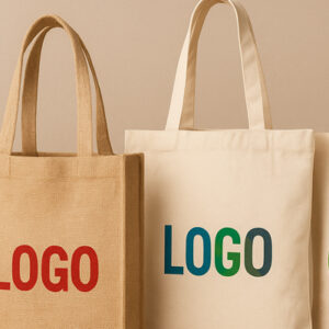 Друк логотипу на еко-сумках різних типів — шопери з бавовни та джуту з нанесенням логотипу