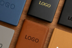 Друк логотипу на щоденниках з різними обкладинками — шкіряні та класичні варіанти