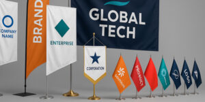 Друк на прапорах з логотипом різних форматів — beach flag, настільні та класичні прапори