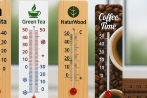 Друк логотипу на термометрах різних типів — кімнатні, декоративні та спеціалізовані моделі