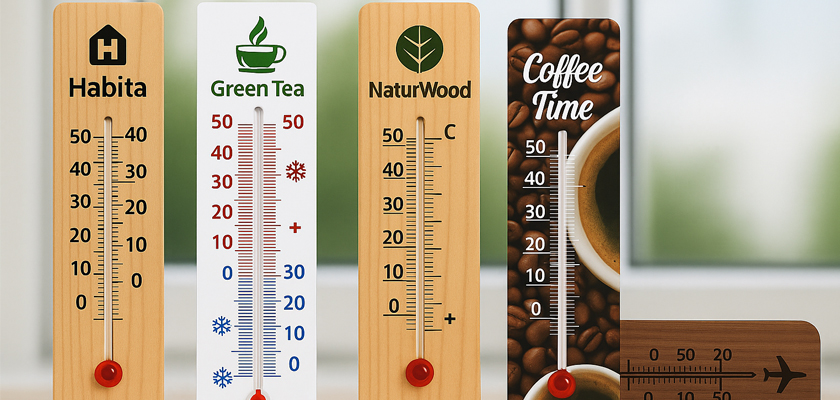 Друк логотипу на термометрах різних типів — кімнатні, декоративні та спеціалізовані моделі