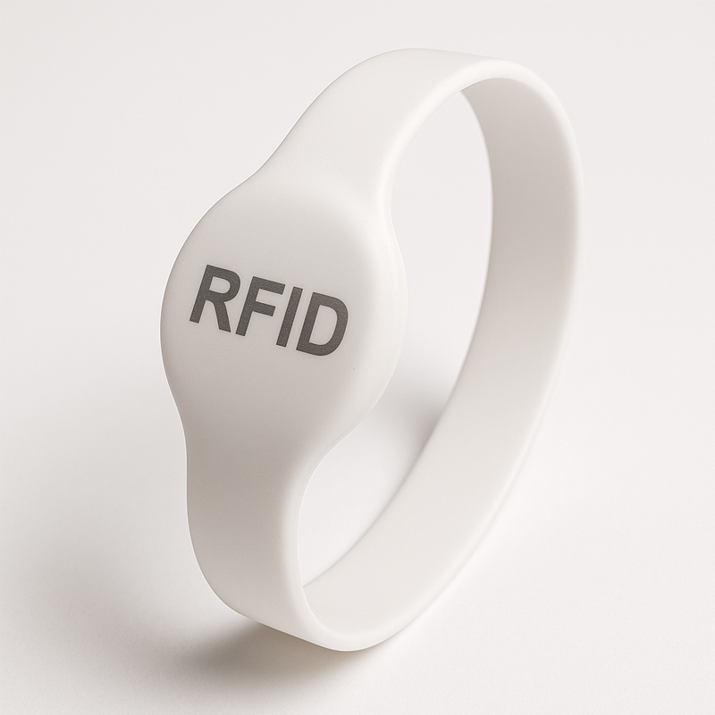 білі RFID силіконові браслети з логотипом