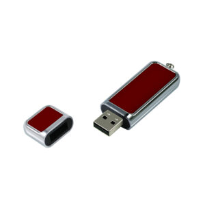 Шкіряна флешка GOODRAM USB AL007 з логотипом у чорному корпусі коричнева