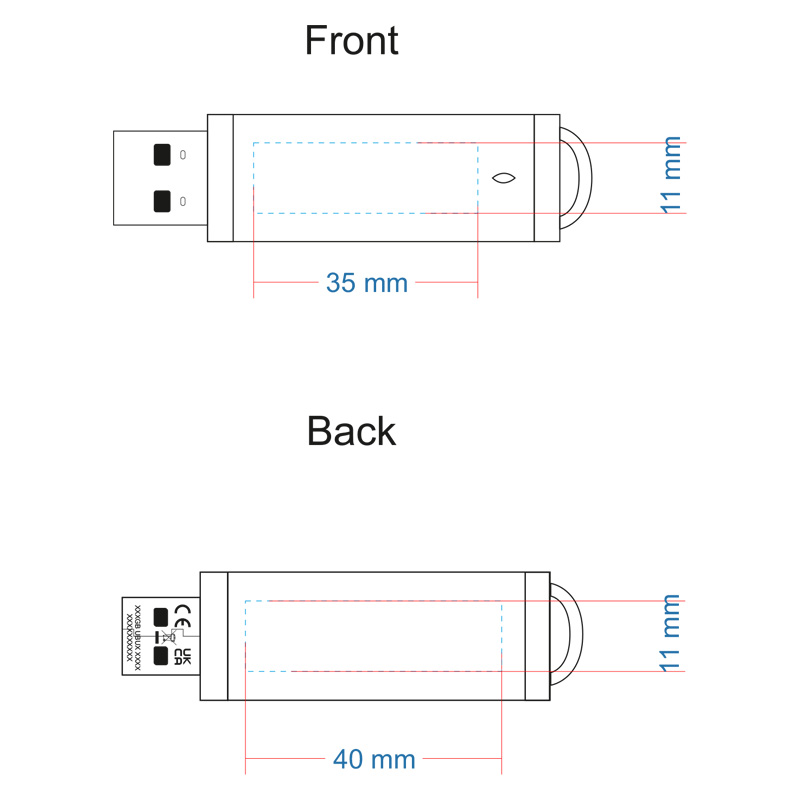 Схема нанесення логотипу на флешку GOODRAM USB BU34