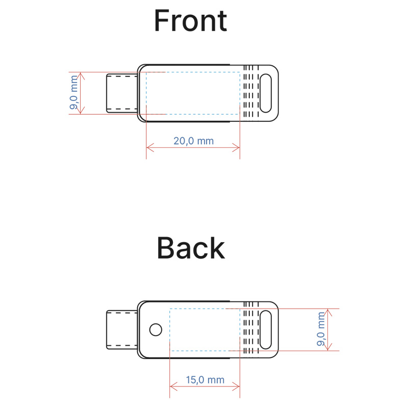 Схема нанесення логотипу на флешку GOODRAM USB DA033