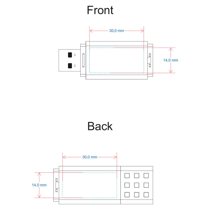 Схема нанесення логотипу на флешку GOODRAM USB ME030