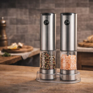 Електричні млини для солі та перцю Picante2 на кухонній стільниці в інтер’єрі