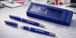 Набір ручка кулькова та ролер London металеві в подарунковій коробці з логотипом