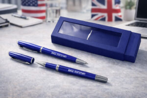 Набір ручка кулькова та ролер London металеві в подарунковій коробці з логотипом
