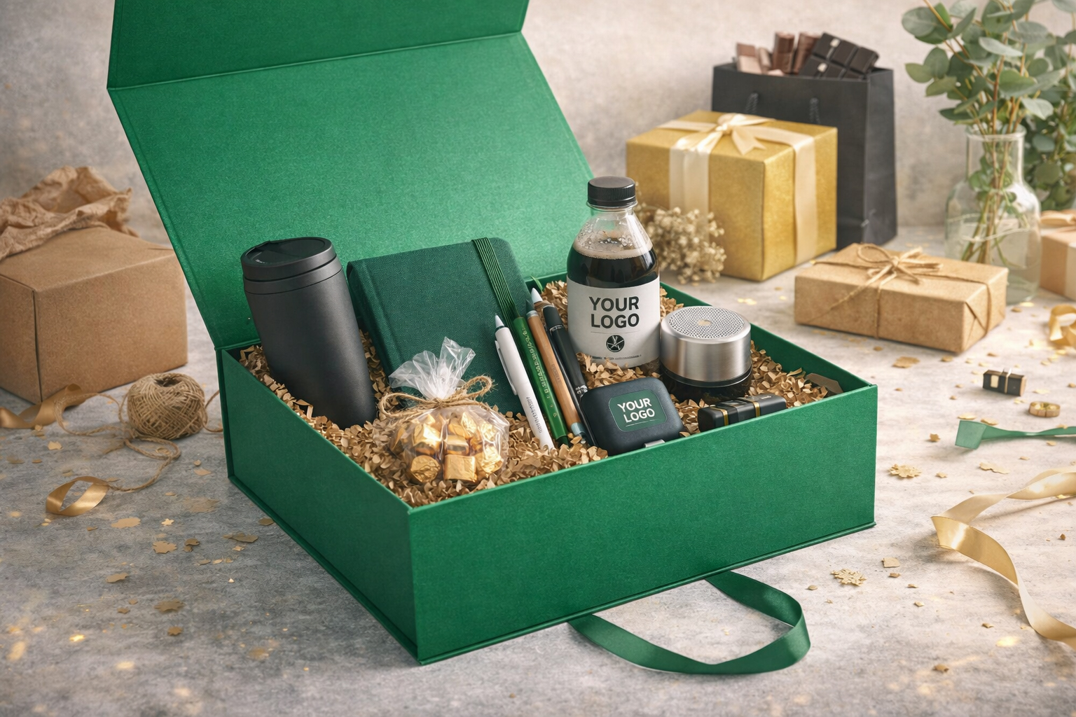 Подарункова коробка Case з магнітною кришкою з брендованими сувенірами всередині