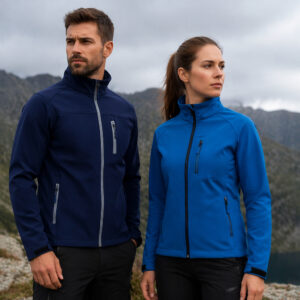 Куртка софтшелл Antartida TM Roly чоловіча і жіноча на природі, синя та темно-синя модель
