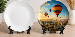 тарілка для сублімації 25 см без друку та з повнокольоровим зображенням після сублімації