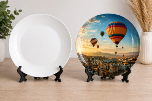 тарілка для сублімації 25 см без друку та з повнокольоровим зображенням після сублімації