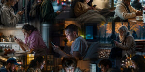 Вертикальне відео на стрімінгах — люди в різних ситуаціях дивляться у смартфони