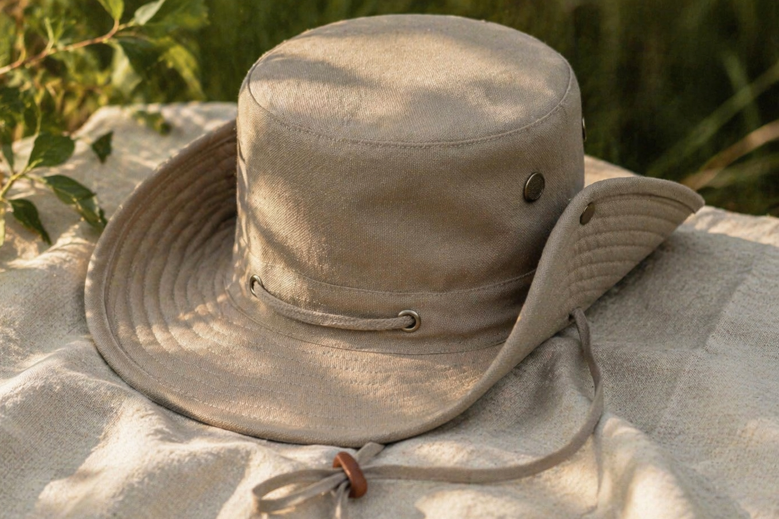 Панама Australia ТМ Floyd з бавовни світлого кольору з широкими полями на природному фоні