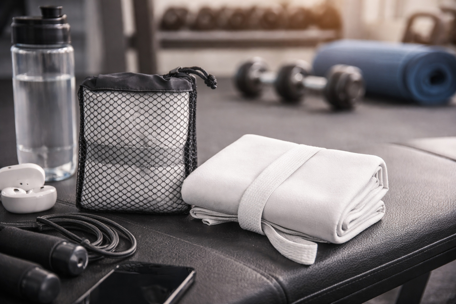 рушник для спорту Nara TM Casa Mia з мікрофібри у спортзалі з чохлом