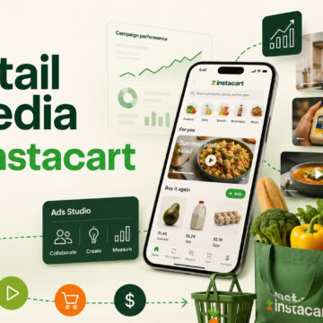 Retail media Instacart — концептуальна ілюстрація розвитку відеореклами, AI та цифрової комерції