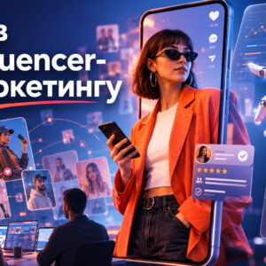 AI в influencer-маркетингу: концептуальна ілюстрація автоматизації роботи брендів із креаторами, аналізу інфлюенсерів та управління creator-кампаніями за допомогою штучного інтелекту.